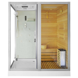Kabino-sauna sucho-parowa z funkcją hydromasażu AQ-752, 180 x 110 x 223 cm, biała, prawa