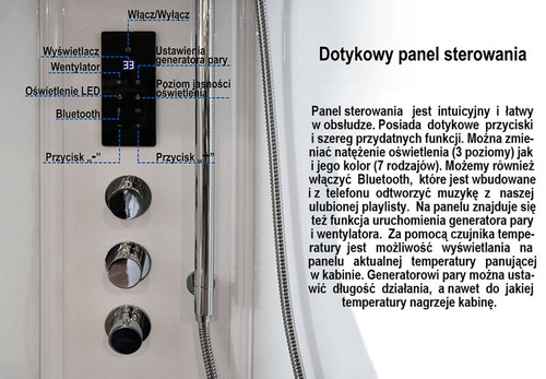 Kabina masażowo-parowa AE8080, 80x80x217 cm