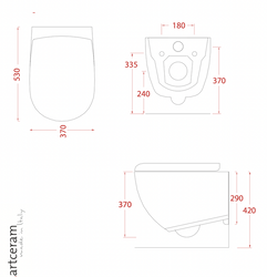 Misa wc wisząca Artceram File 2.0, bezrantowa z deską wolnoopadającą, czarny mat