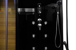 Kabino-sauna sucho-parowa z funkcją hydromasażu AQ-751, 180x110x223cm, czarna, lewa