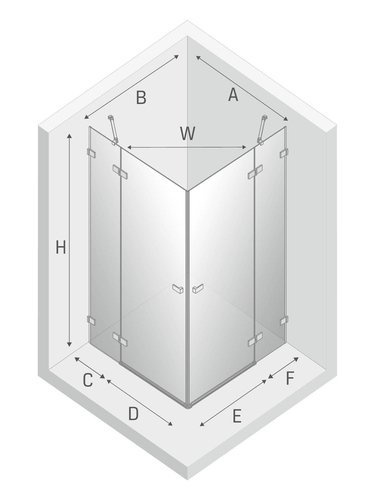 Kabina prysznicowa Avexa Gold 100x80x200 cm z podwójnymi drzwiami, profil złoty.