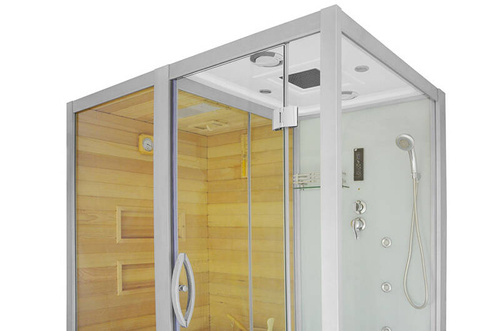 Kabino-sauna sucho-parowa z funkcją hydromasażu AQ-752, 180 x 110 x 223 cm, biała, lewa