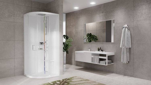 KABINA MASAŻOWO-PAROWA Novellini GLAX 2 2.0 R 90x90 CM, PÓŁOKRĄGŁA, TOTAL WHITE