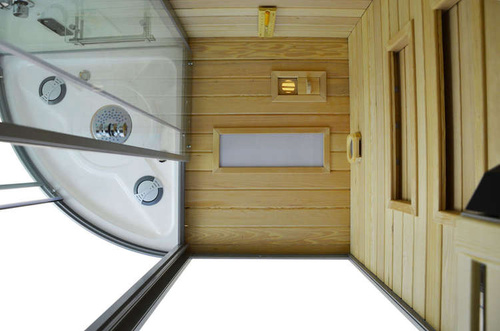 Kabino-sauna sucho-parowa z funkcją hydromasażu AQ-751, 180x110x223cm, biała, prawa