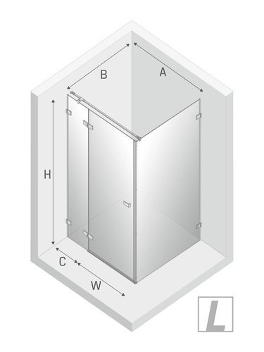 Kabina prysznicowa prostokątna Avexa Gold 90x70x200 cm, profil złoty.