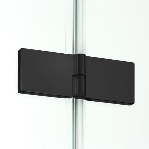 Parawan wannowy New Soleo Black łamany 100x140 cm, czarny mat, prawy