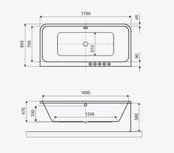 WANNA Z HYDROMASAŻEM ARANA 180 x 85 , SYSTEM PLATINUM