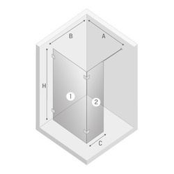 Kabina prysznicowa walk-in Eventa 60x200 cm, srebrny, ze ścianką.