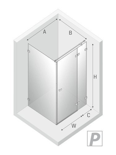 Kabina prysznicowa prostokątna Avexa Gold 80x70x200 cm, profil złoty.