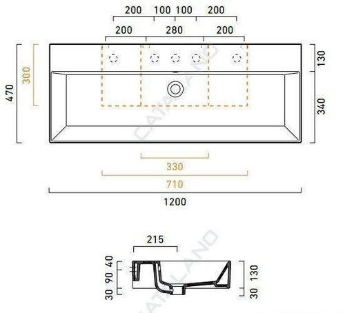 Umywalka Catalano wisząca pojedyncza 120cmx47cm