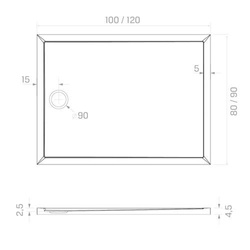 Brodzik New Cantare 120x90x4,5 cm, biały połysk