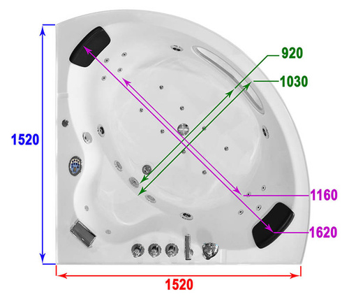 WANNA SPA Z HYDROMASAŻEM JACUZZI AQUAPEUTIC AQ-1638 TOP, 2-osobowa 150x150x55,5 cm