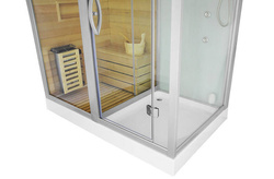 Kabino-sauna sucho-parowa z funkcją hydromasażu AQ-752, 180 x 110 x 223 cm, biała, lewa