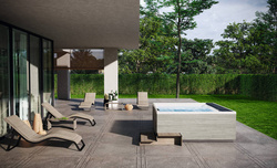 Wanna z hydromasażem Divina XXL Outdoor SPA Plus Novellini, 230x215x85 cm z pokrywą termiczną