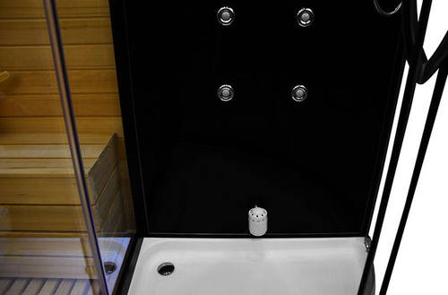 Kabino-sauna sucho-parowa z funkcją hydromasażu AQ-751, 180x110x223cm, czarna, lewa