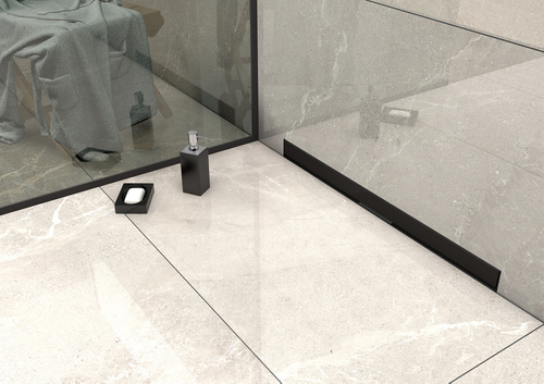 Odpływ liniowy ścienny SANITLINE Czarny Mat 70 cm 2w1