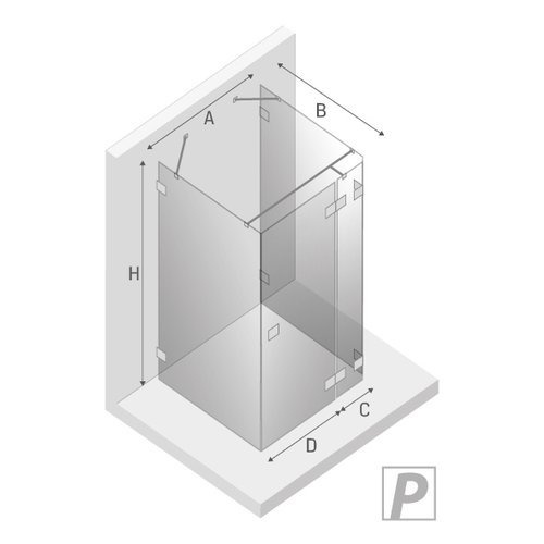 Kabina prysznicowa przyścienna Eventa 120x90x200 cm, srebrny, strona prawa lub lewa.