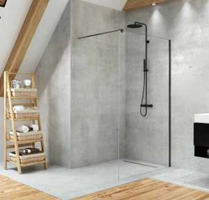 Kabina walk in Velio Black 80x200, czarny mat