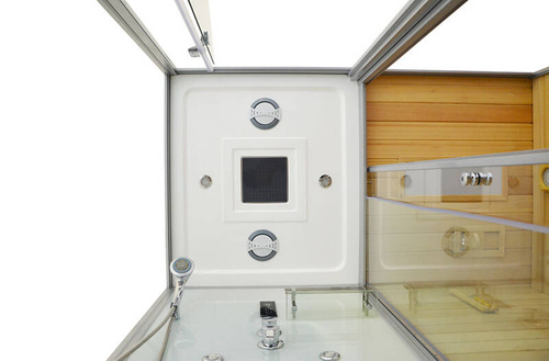Kabino-sauna sucho-parowa z funkcją hydromasażu AQ-752, 180 x 110 x 223 cm, biała, lewa