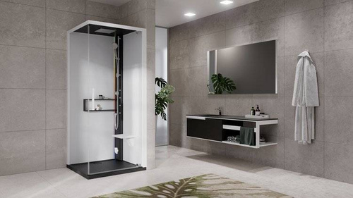 KABINA MASAŻOWO-PAROWA Novellini GLAX 2 2.0 G+F 80x80 CM, DRZWI OTWIERANE, SREBRNA, CZARNA LUB CORDA