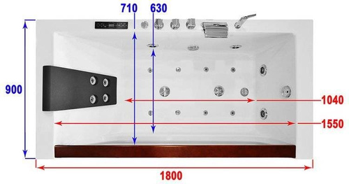 WANNA SPA Z HYDROMASAŻEM JACUZZI AQUAPEUTIC AQ-807, 1-osobowa 180x90x59cm lewa