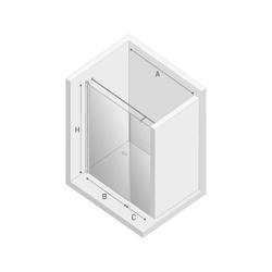 Drzwi prysznicowe do wnęki New Soleo Plus 100x195, ze wspornikiem równoległym, profil srebrny.