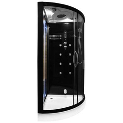 Kabino-sauna sucho-parowa z funkcją hydromasażu AQ-751,180x110x223cm, czarna, prawa