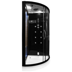 Kabino-sauna sucho-parowa z funkcją hydromasażu AQ-751, 180x110x223cm, czarna, lewa