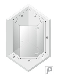 Kabina prysznicowa pięciokątna Eventa 90x90x200 cm, srebrny, strona prawa lub lewa.
