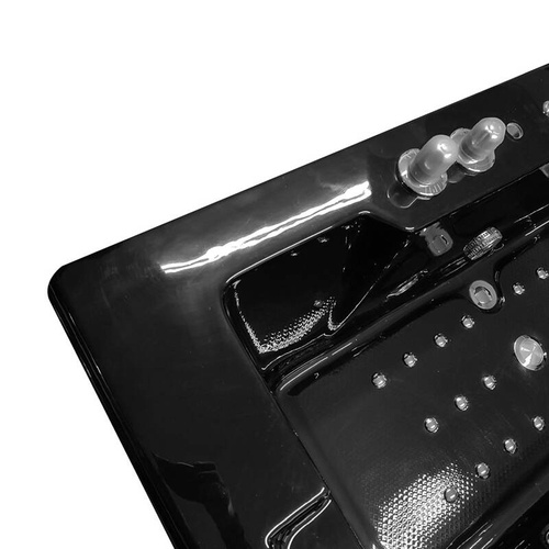CZARNA WANNA SPA Z HYDROMASAŻEM JACUZZI AQUAPEUTIC AQ-107B TOP,  1-osobowa 180x91x60 cm prawa, PRZESZKOLONY FRONT