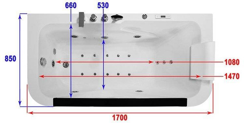 WANNA SPA Z HYDROMASAŻEM JACUZZI AQUAPEUTIC AQ-61, 1-osobowa, 170x85x62 cm, prawa