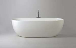 Wanna wolnostojąca Ravon Space z przelewem, biały połysk