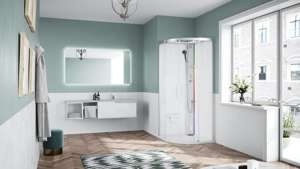 KABINA MASAŻOWO-PAROWA Novellini GLAX 1 2.0 R, 100x100 CM, PÓŁOKRĄGŁA, SREBRNA LUB CZARNA