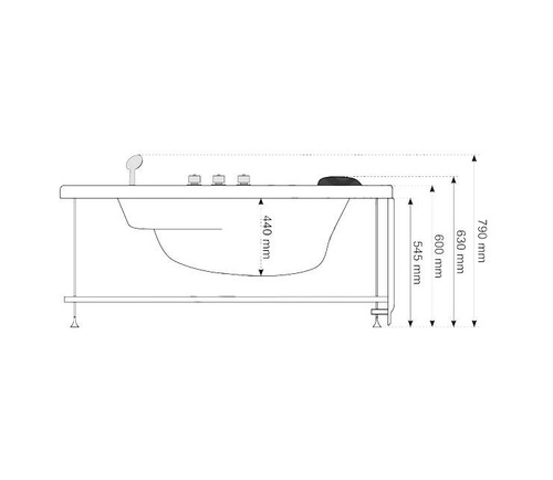 WANNA Z HYDROMASAŻEM NAROŻNA JACUZZI AQUAPEUTIC AQ-636 TOP, 2-osobowa 135x135x60 cm
