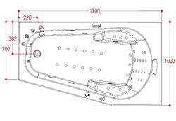 WANNA SPA Z HYDROMASAŻEM ASYMETRYCZNA AQUAPEUTIC AQ-07A, 1-osobowa 170x100x70 cm