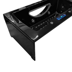 CZARNA WANNA SPA Z HYDROMASAŻEM JACUZZI AQUAPEUTIC AQ-107B TOP,  1-osobowa 180x91x60 cm prawa, PRZESZKOLONY FRONT