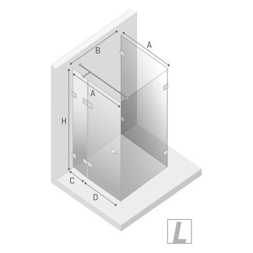 Kabina prysznicowa przyścienna Eventa 90x80x200 cm, srebrny, strona prawa lub lewa.