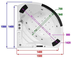 WANNA SPA Z HYDROMASAŻEM JACUZZI AQUAPEUTIC AQ-1678 PLUS, 2-osobowa 150x150x62 cm