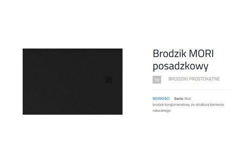 Brodzik Mori 140x90x3 cm ze strukturą kamienia naturalnego, czarny RAL 9005