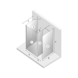 Kabina walk-in New Modus 4-ścienna, 100X90X90X30X H=200, czarny mat