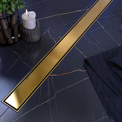 Odpływ liniowy SANITLINE złoty (MOSIĄDZ) 2w1 70 CM