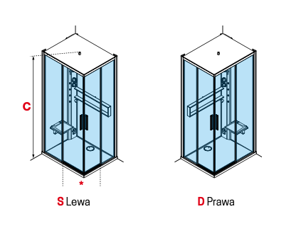 KABINA MASAŻOWO-PAROWA Novellini GLAX 2 2.0 A 90x70 cm, DRZWI PRZESUWNE, SREBRNA, CZARNA LUB CORDA