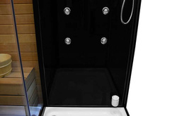 Kabino-sauna sucho-parowa z funkcją hydromasażu AQ-752, 180x110x223cm, czarna, lewa