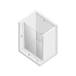 Drzwi prysznicowe do wnęki New Soleo Plus 100x195, ze wspornikiem równoległym, profil srebrny.