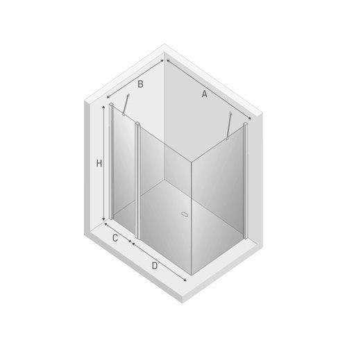 Kabina prysznicowa prostokątna New Soleo Black 80x90x195, drzwi podwójne składane, czarny mat