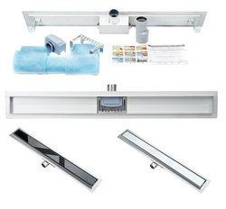 Odpływ liniowy podłogowy, czarne szkło 90 cm