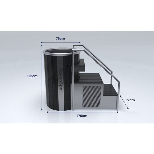 RavonSpa Beczka do morsowania Pro, Ice Barrel , Ice tube – nowoczesna beczka do kąpieli lodowych z filtracją i ozonem