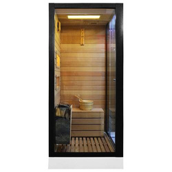 Kabino-sauna sucho-parowa z funkcją hydromasażu AQ-752, 180x110x223cm, czarna, lewa