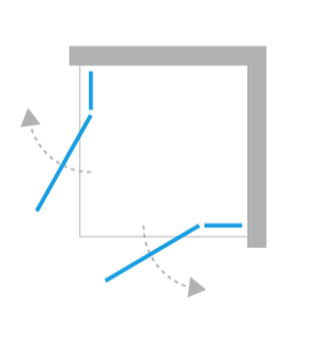 Kabina prysznicowa Avexa Gold 90x110x200 cm z podwójnymi drzwiami, profil złoty.