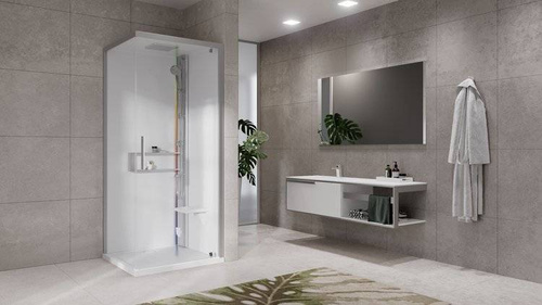 KABINA MASAŻOWO-PAROWA Novellini GLAX 2 2.0 G+F 80x80 CM, DRZWI OTWIERANE, SREBRNA, CZARNA LUB CORDA